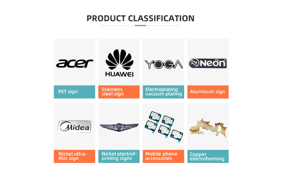 Étiquettes de logo métalliques en nickel et cuivre électroformées pour des solutions de marque personnalisées